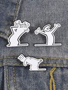 1PC Funny Abstract Figure Enamel Pins Self-Care Badges Metal Brooches Fashion Lapel Badge Backpack Clothes Jewelry Bag Pins Imperdible Graduation Gift - Multicolor - View 2