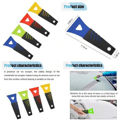 4 Pack Plastic Ice Scraper And Snow Brush Set For Car Windshield Winter Snow Removal Tool For Cars Trucks SUVs