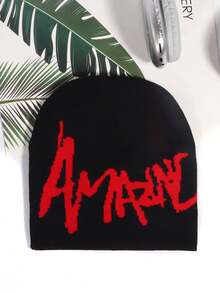 1 chiếc mũ len dệt chữ unisex, ấm áp, kiểu dáng thường ngày, cá tính, phù hợp cho mùa thu/đông, đội hàng ngày. - A - Xem 12