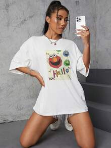 Graphic Tees Women Fifth Sun Sesame Men's Everything I Know I Learned On The Streets Short Sleeve Crew Tee Men's Summer Casual 180g Pure Cotton T-Shirt Patterned Printed Short Sleeved Top T-Shirt - 白色4 - 查看 3