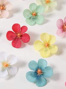 14pcs/Set Faux Flower Hair Clips, Suitable For Girls, Beach, Travel, Photo Shoot, DIY Hair Accessories, Bangs - Multicolor - View 4