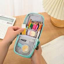1 Hộp bút gấp gọn, hai lớp, dung tích lớn, đơn giản và sáng tạo, đa chức năng, túi đựng văn phòng phẩm có chân đế, hộp đựng bút. - Mảnh duy nhất - Xem 6