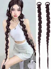 European And American Style Braided Bun, Bubble Braid, Double Ponytail, Sweet And Hot Girl Wig Braids - Multicolor - View 12