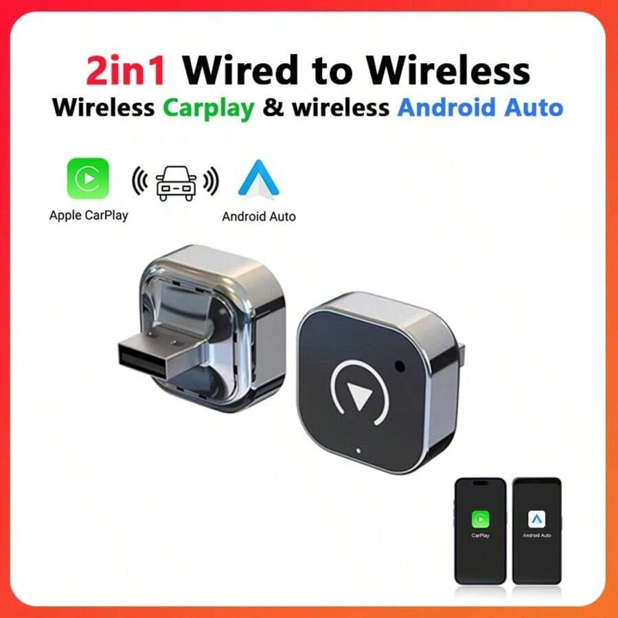适用于大众奔驰的二合一无线CarPlay适配器，支持Android Auto AI智能盒汽车智能系统