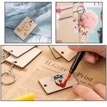1 Box DIY Wooden Keychain Pendant Set, Unfinished Keychain Pendant Gift, With Hanging Ring - Rectangular Blank Wooden Suitable For Custom Keychain Handcraft, For Keychain Decoration, DIY Tag Making, Luggage Decor, Holiday DIY, Multifunctional, Durable, Carefully Selected Gift (Size: 10/50/100 Sets) - Apricot - View 5