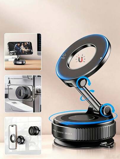 升级版磁吸式手机支架，三轴可调可折叠手机支架，防抖车载导航支架，通用型车载仪表盘及桌面手机支架，适用于汽车、家庭、健身房及墙面