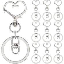 10个心形钥匙扣，带龙虾扣和旋转环，适用于钥匙链、包包挂饰、DIY工艺品和礼品。 - 愛心中8平圈 - 查看 10