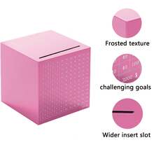 Savings Challenge Box With 2000 Dollar Goals Wooden Cash Money Saving Box Piggy Bank For And Adults Pink - 45 inch - Xem 4
