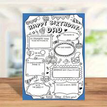 1 Set - Biglietto di auguri per il compleanno con busta, biglietto di compleanno divertente da colorare, biglietto di compleanno per bambini, regalo ideale per il compleanno del papà - Set - Visualizzare 3