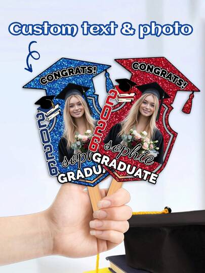 Phụ kiện chụp ảnh hình mũ tốt nghiệp năm 2026 tùy chỉnh, có thể cá nhân hóa tên và chữ "CHÚC MỪNG", bảng cầm tay, quà tặng tốt nghiệp cho sinh viên mới tốt nghiệp, trang trí lễ tốt nghiệp.