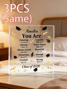 1/3/5pcs Customizable Square Acrylic Decor, Allow Upload Of Custom Text, 3 Size Options, Acrylic Displays Affection, Suitable For Student Personalized Gifts, Custom Name Plates, Home Decor, Bedroom Decor, Personalized Room Decoration - Multicolor - View 14