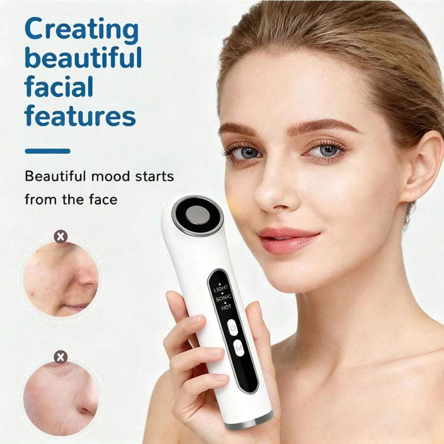 Lifting Radiofrequency Facial Massager Device Microcurrent Tightening Skin Care Massage Beauty Tool Machine Battery Capacity 500mAh - White - View 1