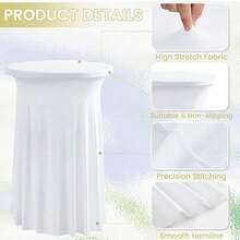 32x43 Inch/24x43 Inch Round Cocktail Table Skirt, Elastic Round Tablecloth, Suitable For Bar, Pub, Wedding, Party, Banquet, Birthday - Multicolor - View 3