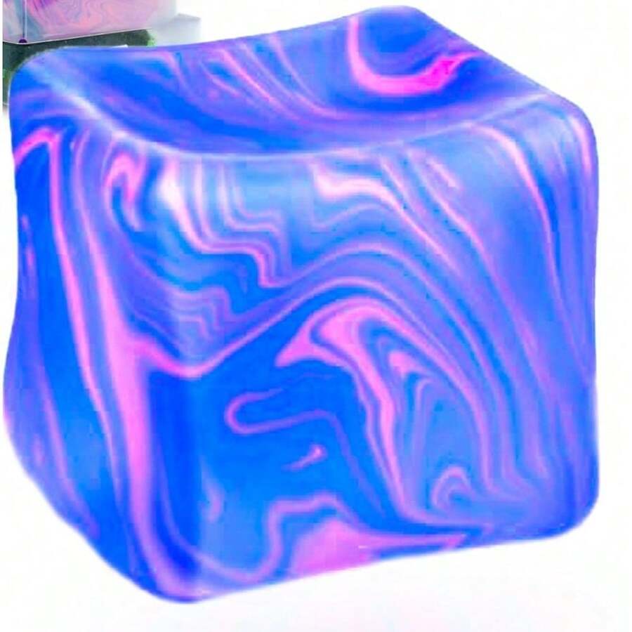 Rotating Soft Cube, Anxiety Relief, Autism, Finger Sensory Games, Fine Motor Skills, Durable Design 2.16-Inch Semi Transparent Sensory Toy Soothing Fidget Gift Set Toy Soothing Stress For Children. As A Slow Rebound, Fun, And Relaxing Stress Relieving Toy, It Is Very Suitable For Relaxing At Home Or In The Office - Blue - View 1