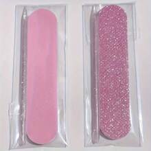4pcs/Set Glitter Pink Dual-Sided Disposable Mini Nail Files, Suitable For Nail Buffing And Polishing, Professional Manicure Tools - Pink - View 4