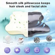 Almohada refrescante para aliviar el dolor para el cuello almohada cervical ajustable espuma viscoelástica para dormir lateral con funda de almohada de satén súper suave y refrescante - Gris - Ver 2