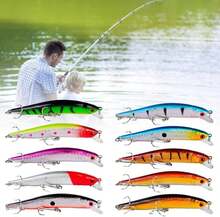 OriGlam 10pcs Fishing Lures - Life-Like Swimbait, Minnow Hard Lure Bass Trout Baits Kit, Topwater Hard Baits Crankbait Swimbait For Saltwater Freshwater - White - View 2