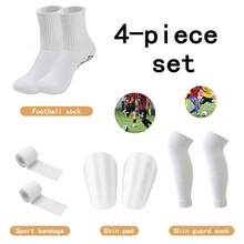 Set de 4 calentadores de pierna para fútbol/baloncesto, mangas de compresión elásticas, protectores de espinilla anti-colisión - Multicolor - Ver 8