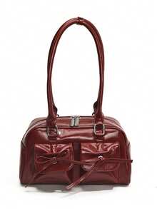 Bolso de mano para mujer, nueva moda primavera/verano, versátil de gran capacidad con múltiples bolsillos, adecuado para festivales de música, fiestas y como regalo - Burdeos - Ver 2