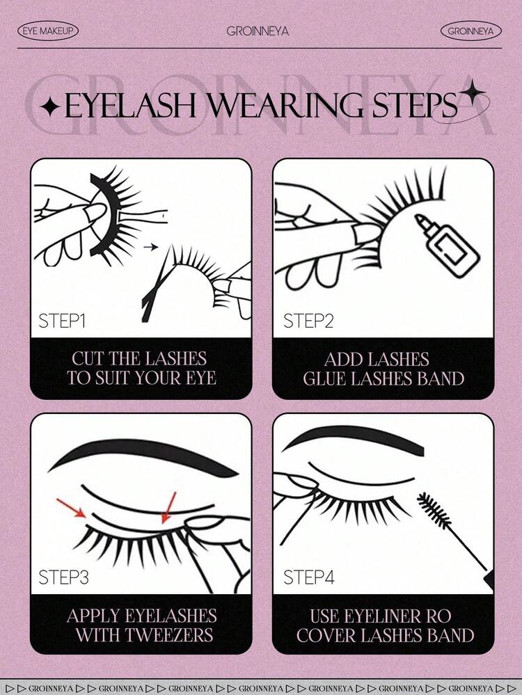 10 Pairs Half-Cut False Eyelashes, Transparent Band Cat Eye Short Soft 3D Mink-Like False Eyelashes, Natural Makeup Look (JA2501) - Black - View 6