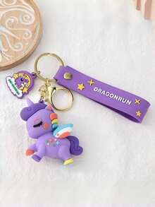 Magical Rainbow Unicorn Keychain 3D Soft Rubber Cute Colorful Pony Pendant Bag Accessory Kids Birthday Gift - Mixed Colors - View 2
