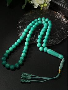 1条穆斯林编织闪亮珠子念珠，45颗珠子穆斯林单流苏祈祷念珠，简约流苏祈祷手链 - 彩色 - 查看 11