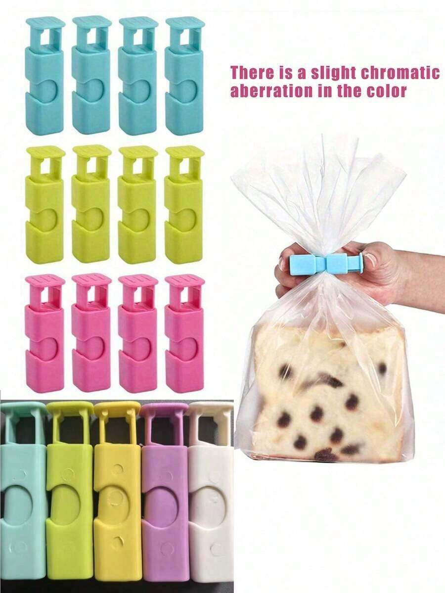 Clips de sellado de alimentos reutilizables, clips de sellado de plástico para el almacenamiento de alimentos frescos, clips para bolsas de aperitivos y pan para la cocina - Color aleatorio - 1 pieza - Ver 1