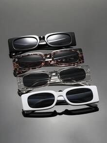 4pcs/1pc Men's Square Minimalist Fashion Glasses - Multicolor - View 9