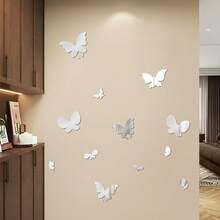 OUTANA Hình dán tường hình bướm bằng acrylic tự dính, có thể tháo rời, thích hợp làm quà tặng tốt nghiệp, trang trí phòng ngủ, phòng khách, đám cưới. Có các màu vàng, bạc và đen. - kiểu A - Xem 5