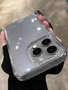 Sequins,Rhinestone 1pc Minimalist Shockproof Thick Glitter Phone Case, Suitable Compatible With Iphone 17/17 Pro/17 Pro Max/16 Pro Max/16/16 Pro/16 Plus/15/15 Pro Max/15 Plus 15 Pro/14 Pro Max/14 Pro/14/13 Pro Max/13/13 Pro/13 Pro Max/12/12 Pro Max/12 Pro/11/11 Pro Max/11 Pro Soft Cover - Transparent Glitter - Thickened at the Four Corners - View 2