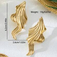1 Pair Fashionable Minimalist Asymmetrical Stud Earrings, Versatile Elegant Design Suitable For Women To Wear On Vacation - Yellow Gold - View 4