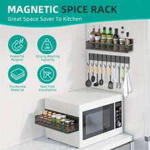 3 Stück magnetisches Gewürzregal für den Kühlschrank, beweglicher magnetischer Aufbewahrungskorb geeignet für Ofen, Mikrowelle oder Waschmaschinen-Seitenlagerung, kann auch für Schlafzimmer-Hängeaufbewahrung verwendet werden, ein durchdachtes Geschenk für Mama - Schwarz - Übersicht 4