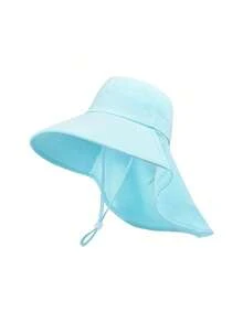 Women's Outdoor Sun Hat With Ponytail Hole For Summer Uv Protection, Korean Fashion Wide Brim Shawl Bucket Hat - 6180 - Xem 7