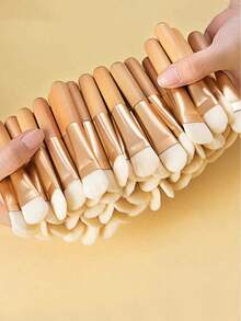 2支装面膜刷 扁平刷 洁面护肤美妆蛋 粉底遮瑕刷 美妆工具 - 米色 - 查看 2