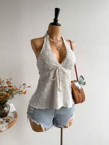 Women's Backless Casual Vacation Bohemian Style Beach, Suitable For Valentine's Day, New Year, Party, Easter, Hawaiian Music Festival, Tropical Holiday Summer - 白色 - 查看 6