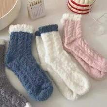 6 Pairs Of Warm Fuzzy Socks: Indoor Lounge Soft Cozy Ankle Like A Gentle Hug For Your Feet! Plush Fashion Ankle Socks - Super Comfortable Ladies' Socks. - 6雙混色 - 查看 2
