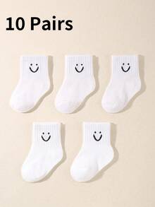 5pairs/set Infant Cartoon Solid Color Baby Socks - White - View 9
