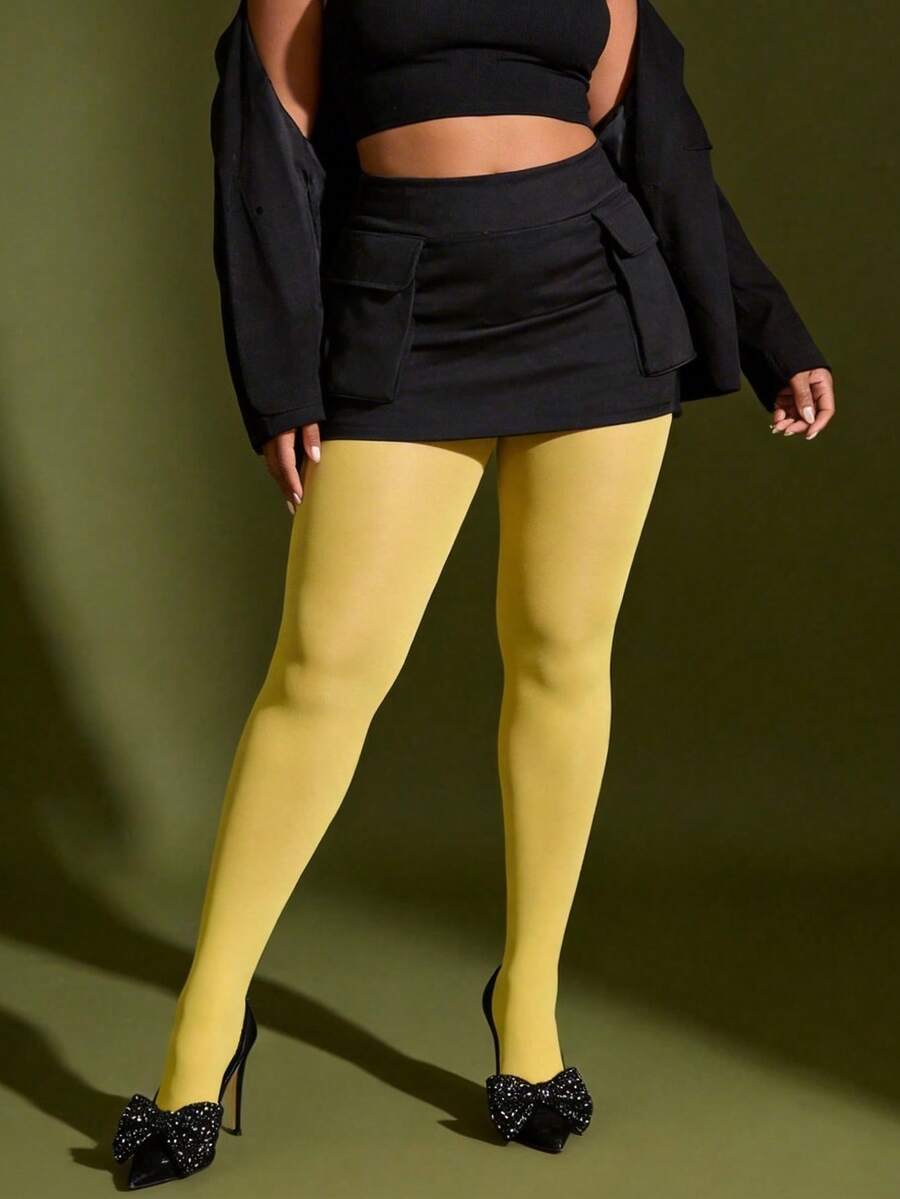 1 chiếc quần legging nữ 50D mỏng gợi cảm, tất thun màu vàng co giãn mùa xuân/hè, quần tất mềm mại thoải mái, bền chắc không bị rách, kiểu dáng tối giản đa năng phù hợp cho học sinh, thích hợp cho Ngày Valentine, Halloween, Giáng sinh, ở nhà, du lịch, các dịp xã giao. - Màu vàng - Xem 1