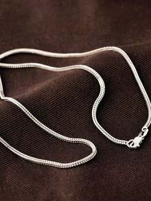 1pc S925 Sterling Silver Thick Men's Silver Necklace, Hip-Hop Rugged Fashion Brand High-End Chain Personalized Men's Silver Necklace L - Fox Tail Necklace - 2.0mm Thick - View 9