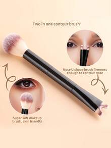 2-In-1 U-Shaped Nose Contour Brush + Blush Brush, Soft Bristles Won't Irritate Skin, Beginner-Friendly, Precise Nose Contouring, Creates Lifted & Defined Nose - Multicolor - View 2