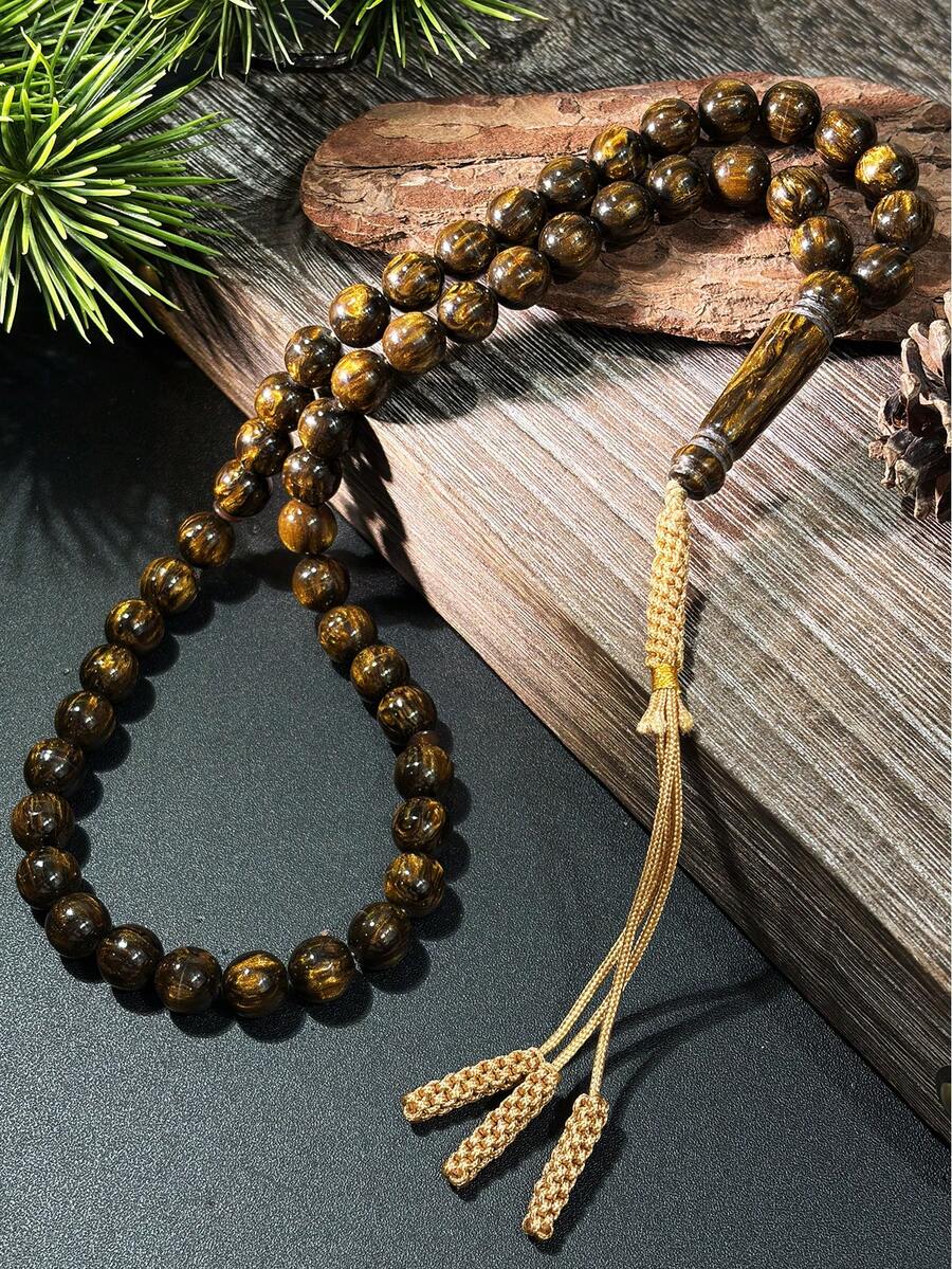 1件裝三穗編織流蘇便攜式穆斯林祈禱珠,銀色流蘇Tasbih,商務出差與旅行用隨身祈禱珠 - 金色 - 查看 1