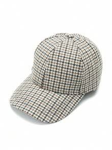 1 Stück Damen-Baseballkappe mit kariertem Muster und vertikalen Streifen, harter Krempe, lässig, ganzjährig, modisch, minimalistisch, vielseitig, für den Alltag - C - Übersicht 17