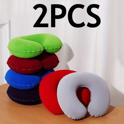 1/2pcs Inflatable U-Shaped Neck Pillow, Travel Pillow + Nap Pillow, Portable Lightweight Foldable Design, Suitable For Travel, Office Use And Resting