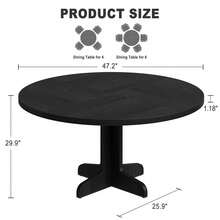 Mesa de Comedor Redonda de 47'' para 4 Personas, Base de Madera, Mesa Circular de Cocina para Comedor, Cocina y Sala de Estar (Solo Mesa) - Negro - Ver 2