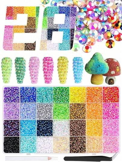 1 Box Resin Rhinestone Flat Back Gems Jelly Resin Rhinestone Set - 3mm Multi-Color Non-Hot Fix DIY Craft Supplies For Clothing, Shoes, Glassware, Nail Art, Fabric Decoration, Nail Jewelry