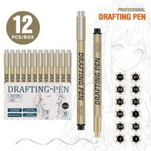 6/9/12支装防水细线针管笔套装 - 学生美术动漫手绘素描技术绘图笔 - 彩色 - 查看 10