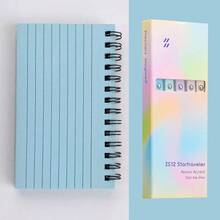 Tear-Off Notepad, Spiral Notebook, Word Notebook + 5pcs Ombre Black Ballpoint Pens - Multicolor - View 6
