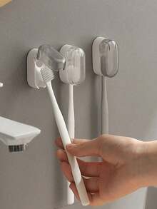 Toothbrush Holder, No Drilling Minimalist Dust-Proof Toothbrush Holder (No Drilling Required), With Auto-Close Cover, Toothbrush Storage Rack, Simple Portable Bathroom Storage Rack, Dust-Proof Toothbrush Storage Box With Cover - Multicolor - View 2