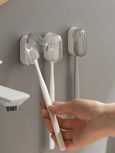 Giá đựng bàn chải đánh răng, Giá đựng bàn chải đánh răng chống bụi tối giản không cần khoan (Không cần khoan), Có nắp tự đóng, Kệ đựng bàn chải đánh răng, Kệ đựng đồ dùng phòng tắm đơn giản, di động, Hộp đựng bàn chải đánh răng chống bụi có nắp đậy