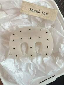 3/1pc New Polka Dot Textured Hair Clips, M-Shaped Claws, Multi-Function Hair Claws, Bun Claw Clips, High-End Hair Accessories Summer Beach Vacay - Multicolor - View 5